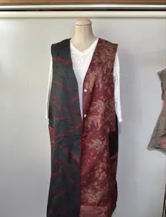 着物リメイク　ロングベスト　大島紬　フリーサイズ 着物リメイク ロングベスト 大島紬 M〜L｜Yahoo!フリマ（旧