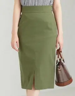 green label relaxing スリットタイトスカート リネン麻混素材