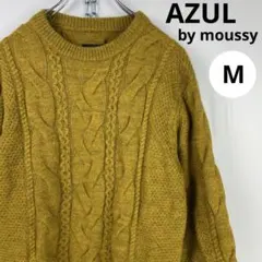 AZUL by moussy ケーブルニットセーター マスタード M 1-hc