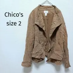 ❤1点物 Chico's ノーカラージャケット サイズ2 ブラウン