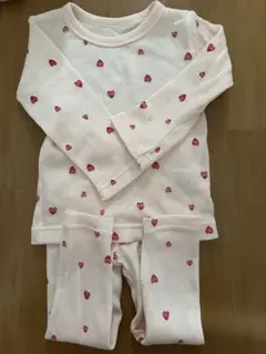 ベビーパジャマ ホワイト 赤いハート 95cm