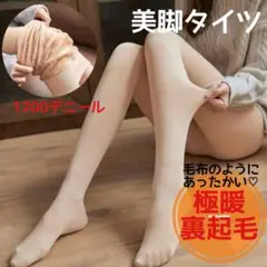裏起毛タイツ 極暖 極厚 1200デニール 肌色 防寒 着圧 美脚 ベージュ