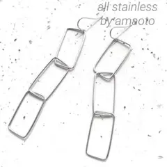 No.94 オールステンレスピアス ステンレス大ぶりピアス ステンレスチェーン