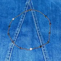 ビーズネックレス/ハンドメイド/シルバーカラー/星モチーフ/スター/アクセサリー