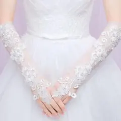 【大人気ミドル丈】ウエディンググローブ　レース　刺繍 ブライダル 手袋 花嫁