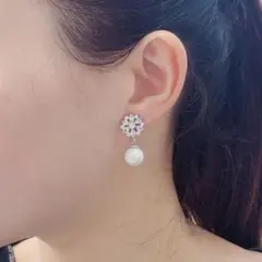 ジルコニア　パール　イヤリング　ピアス　パーティー　結婚式　ウェディング