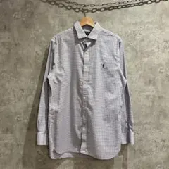 送料無料 USA古着 ポロ ラルフローレン 長袖シャツ チェック柄 ワンポイント