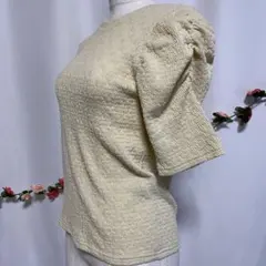 AZUL BY MOUSSY 袖ギャザー 半袖カットソー M ベージュ