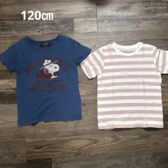 120㎝　クリフメイヤースヌーピープリントTシャツ　無印良品　ボーダーTシャツのサムネイル