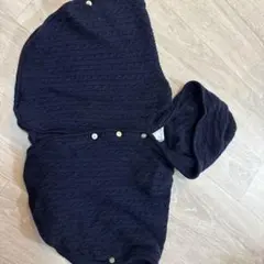 値下げ可能！！ネイビー ケーブル編み フード付きポンチョ 3-9M