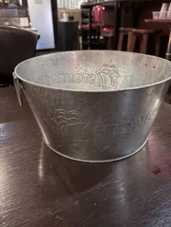 ヴィンテージブリキバケツ ゴミ箱 プランター トラベルステッカー柄 