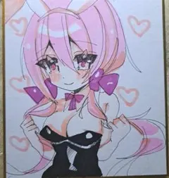 バニーガール オリジナル 手描き アナログ コピック 原画 色紙 お