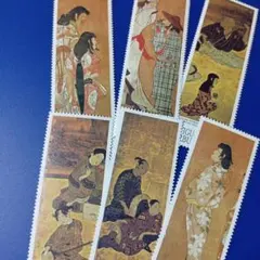 7803 外国切手 バルブーダ島 日本の浮世絵風の女性 6種