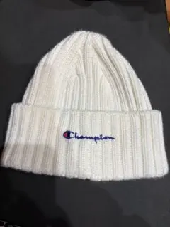 美品 チャンピオンニット帽 ホワイト