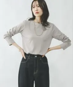 グローバルワーク エフィット やわらか ストレッチ T 長袖 カットソー L