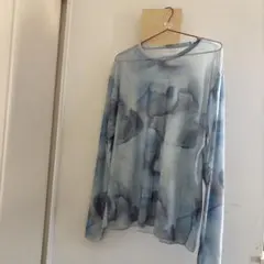 シアートップス マーブル柄 青
