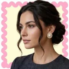 パールスタッドピアス大ぶりゴールドビジュー韓国アクセサリーホワイト白