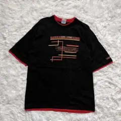 ロゴプリント 配色ライン 半袖Tシャツ ストリート 古着ミックス