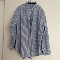GU 青と白のストライプ 長袖シャツ M