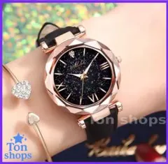 レディース クォーツ 腕時計 ピンクゴールド×ブラック