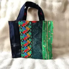 ハンドメイド　着物リメイク　パッチワーク　紙袋風 トートバッグ