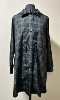 チェック柄レインコート フード取り外し可 収納袋付き 軽量