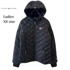 トミーヒルフィガー 中綿 ジャケット レディース XS ブラック 刺繍ロゴ