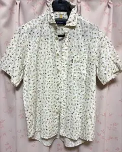 Golden Bear 半袖シャツ 花柄 ストライプ メンズ Mサイズ相当