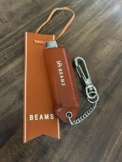 BEAMS オレンジ レザー キーホルダー付きライター