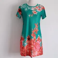 花柄 ワンピース 半袖 さわやか L インポート ノーブランド フラワープリント