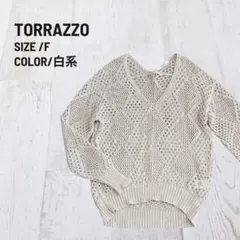 トラッツォドンナTORRAZZO 春夏用透かし網ニット 白系 サイズFのサムネイル