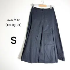 ユニクロ レディース ロングスカート 黒 コットン Aライン ウエスト61