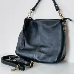 美品 LIME ワンショルダーバック ハンド レザー 本革 ゴールド金具 黒 