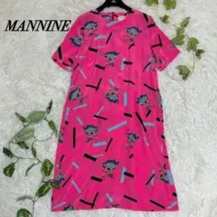 マンナイン　長袖ワンピース　紺色　MANNINE 岸本万里 マンナイン 長袖ワンピース 紺色 MANNINE 岸本万里 ☆美品