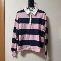 Champion ストライプ 長袖ポロシャツ Women's M