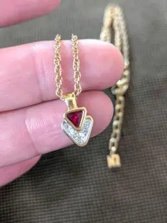 【美品】NINA RICCI ニナリッチ ネックレス ヴィンテージ ゴールド 赤