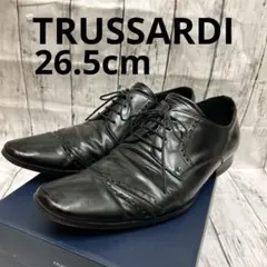 値下げ！トラサルディ26.5cmブラック レザー ドレスシューズ ウィングチップ