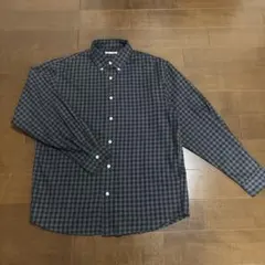 GU コットンチェックシャツ　Sサイズ　08ダークグレー