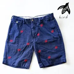ラルフローレン　ネイビー 赤い虫刺繍 ショートパンツ　w34