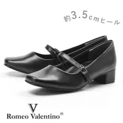 パンプス レディース 黒 ローヒール ブラック ストラップ