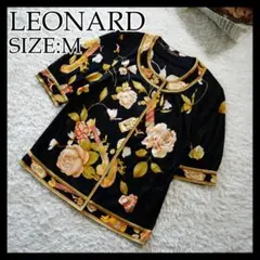 【美品】LEONARD　レオナール　総柄カットソー　Mサイズ　ゴールド　花柄