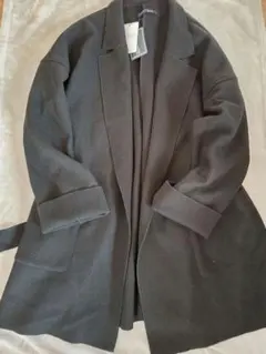 新品★リバーコート【free】オーバーサイズ着流し風★ミドルコート　BLACK