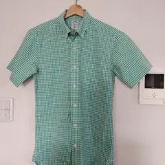 BROOKSBROTHERS グリーンチェック 半袖シャツ メンズS