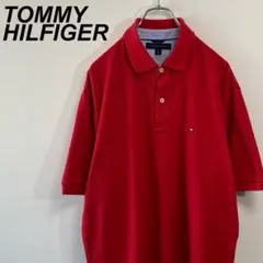 古着 トミーヒルフィガー 半袖 ポロシャツ L 刺繍ロゴ 鹿の子