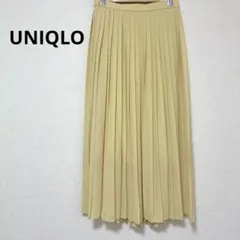 ユニクロ イエロー プリーツ シフォン ロングスカート ウエストゴム