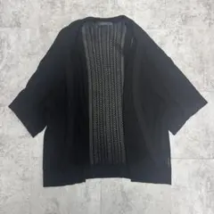 RAGEBLUE メッシュニット 半袖シャツ M 黒 サマーニット 透かし編みのサムネイル