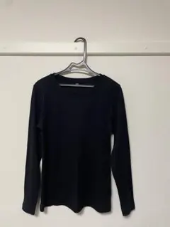 UNIQLO 長袖 リブカットソー ブラック