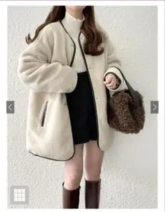 GRL レザーパイピングボア キルティングリバーシブルコート