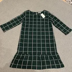 index チェック柄 長袖ワンピース L