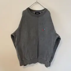 xlarge グレー 刺繍ロゴ クルーネック スウェット　ストリート